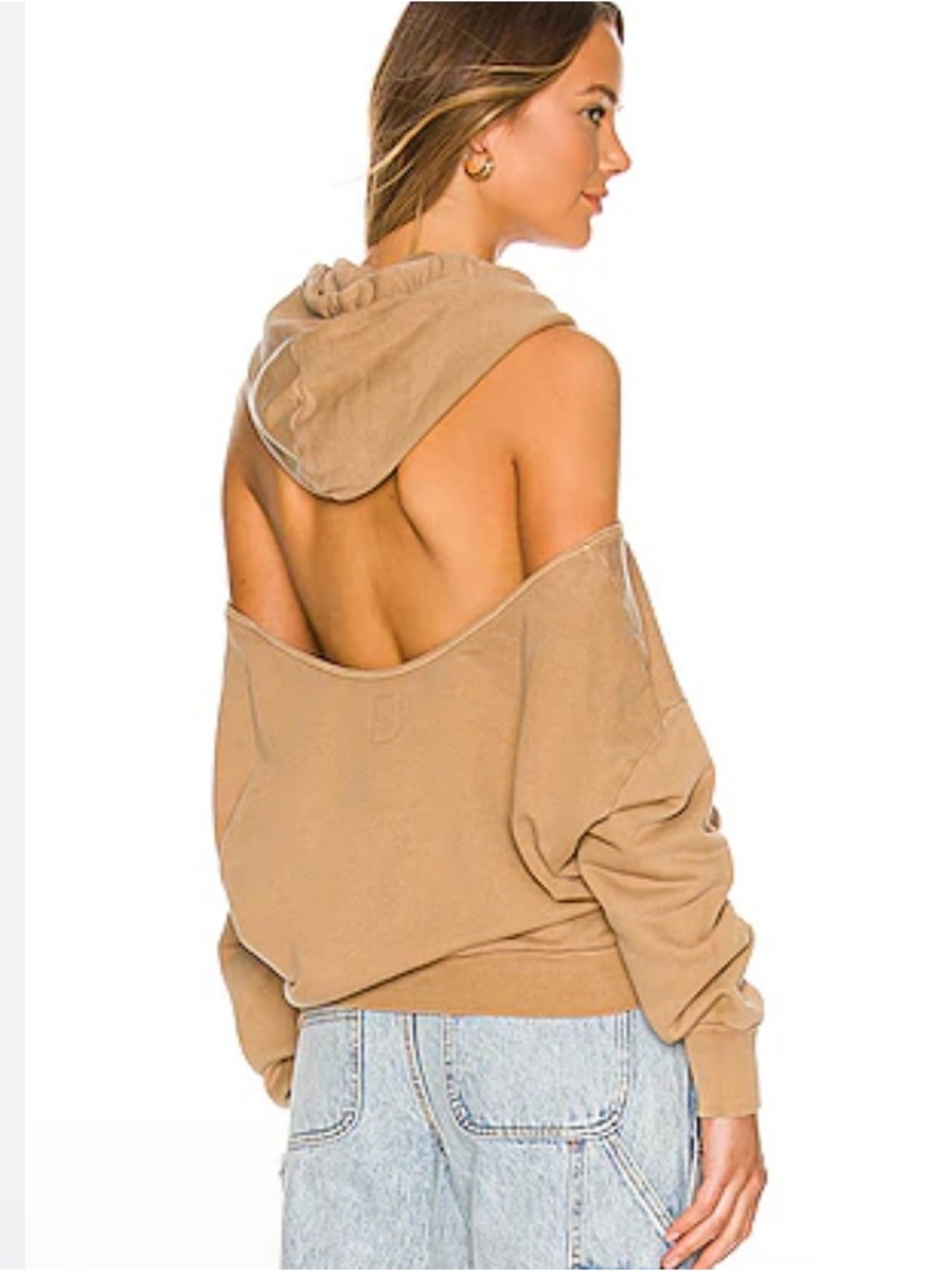 NSF X Revolve Tricia Cold Shoulder Hoodie Copper S Open Back - Picture 2 of 15